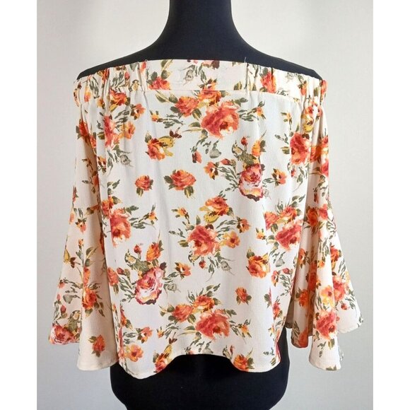 Love-J Long Sleeve Blouse Long sleeves, off the shoulder, ivory, multi color Sma - Picture 13 of 16